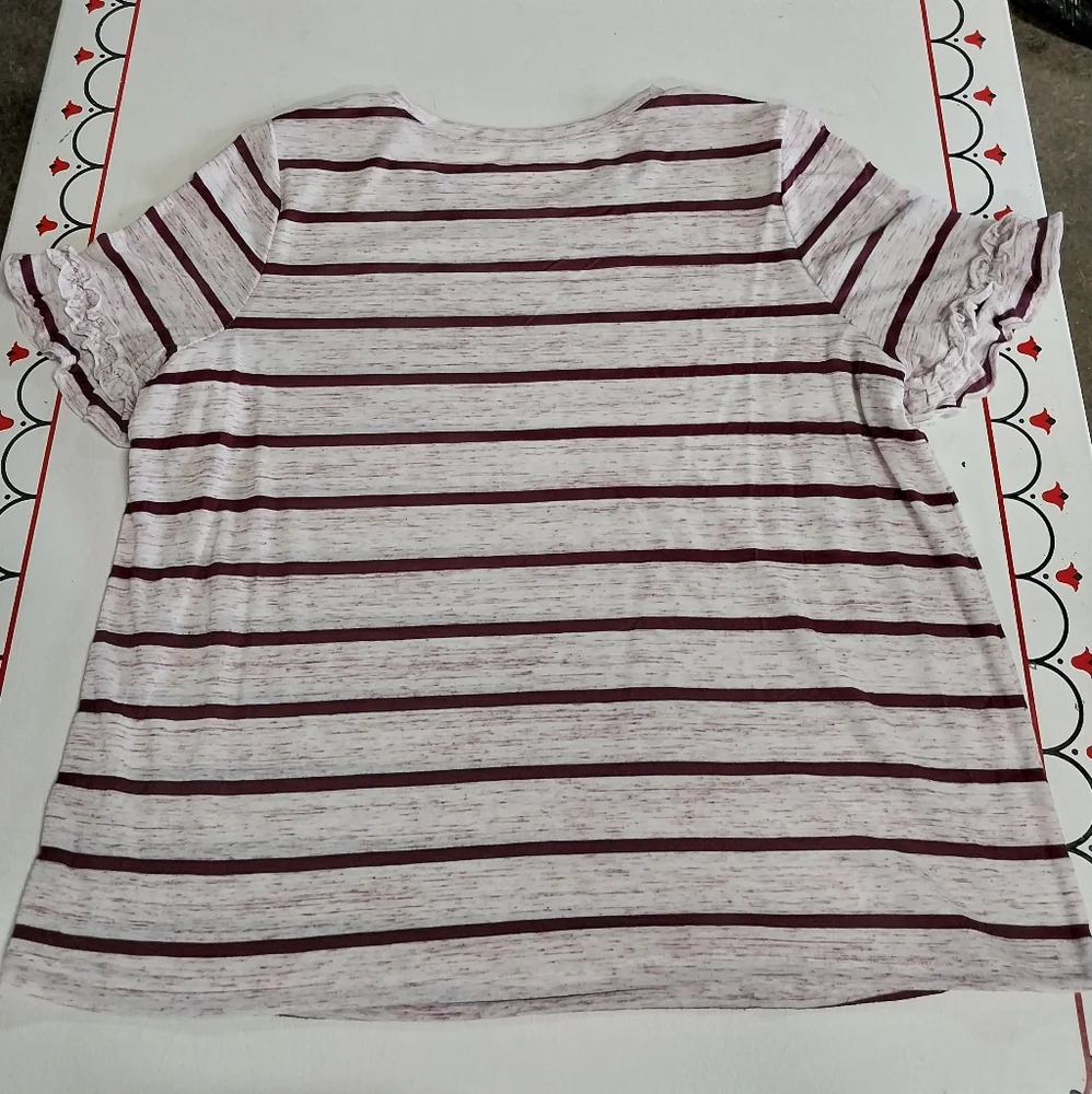 Lane Bryant White and Purple Short Sleeve Tee - Picture 3 of 3